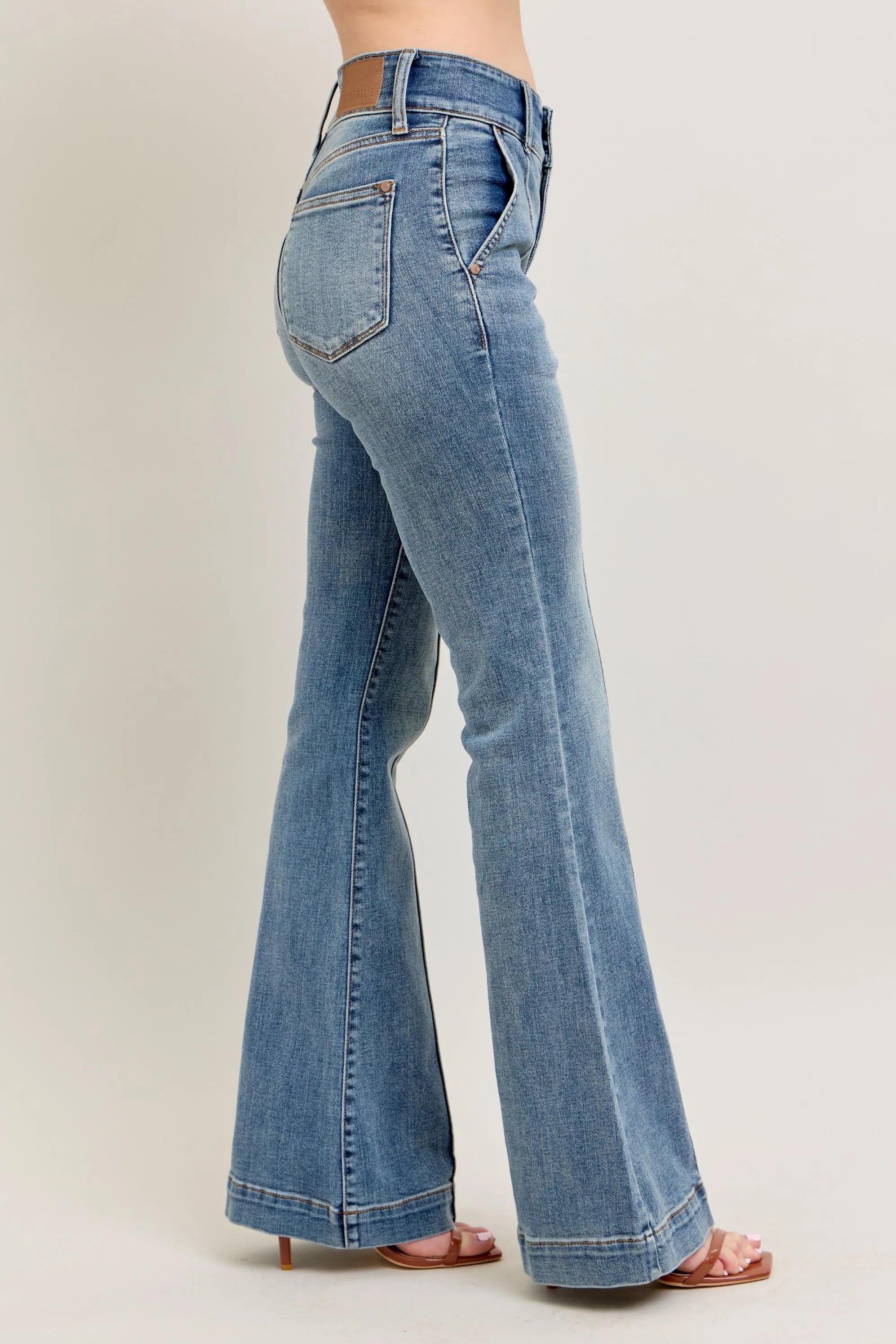 Judy Blue Full Size High-Waist Flare Denim Jeans with Front Seam Detail Plus Size - LoveNest Treasures