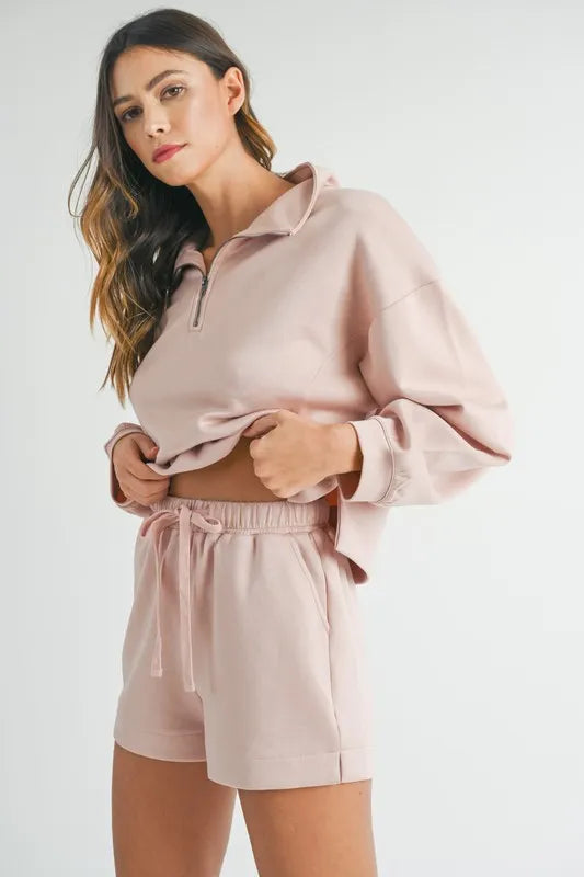 MABLE Half Zip Sweatshirt and Shorts Set - LoveNest Treasures