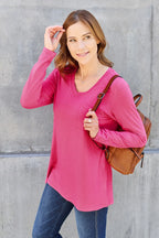 Basic Bae Full Size V-Neck Long Sleeve Top - LoveNest Treasures