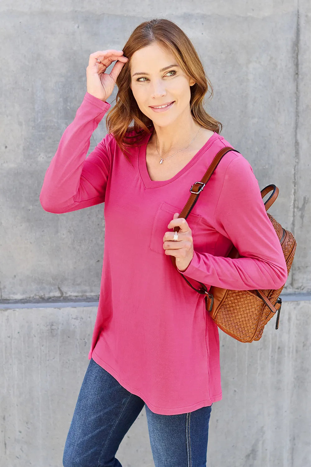 Basic Bae Full Size V-Neck Long Sleeve Top - LoveNest Treasures
