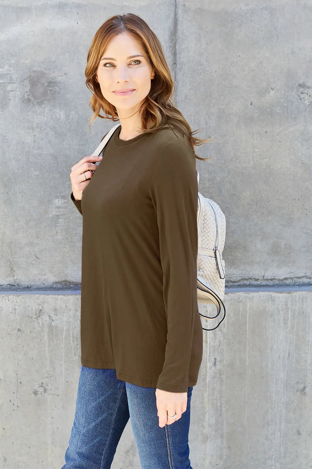 Basic Bae Full Size Round Neck Long Sleeve Top - LoveNest Treasures