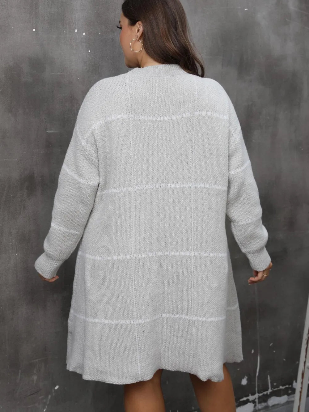 Plus Size Round Neck Long Sleeve Sweater Dress - LoveNest Treasures