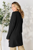 Basic Bae Full Size Ribbed Round Neck Long Sleeve Slit Top - LoveNest Treasures
