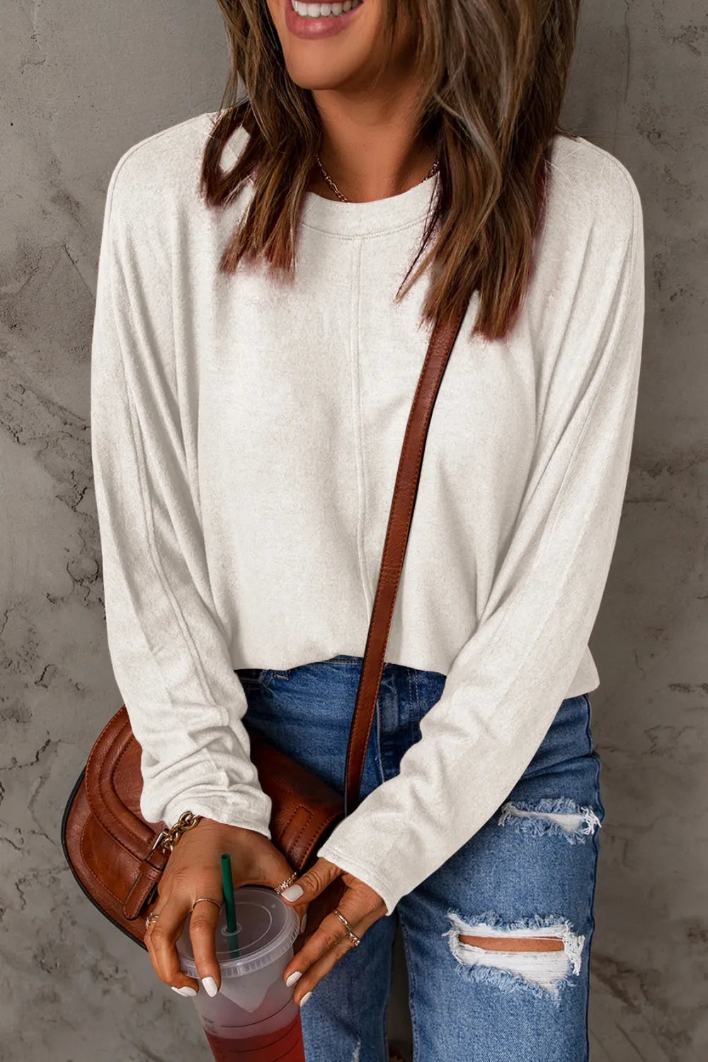 Double Take Full Size Round Neck Long Sleeve T-Shirt - LoveNest Treasures