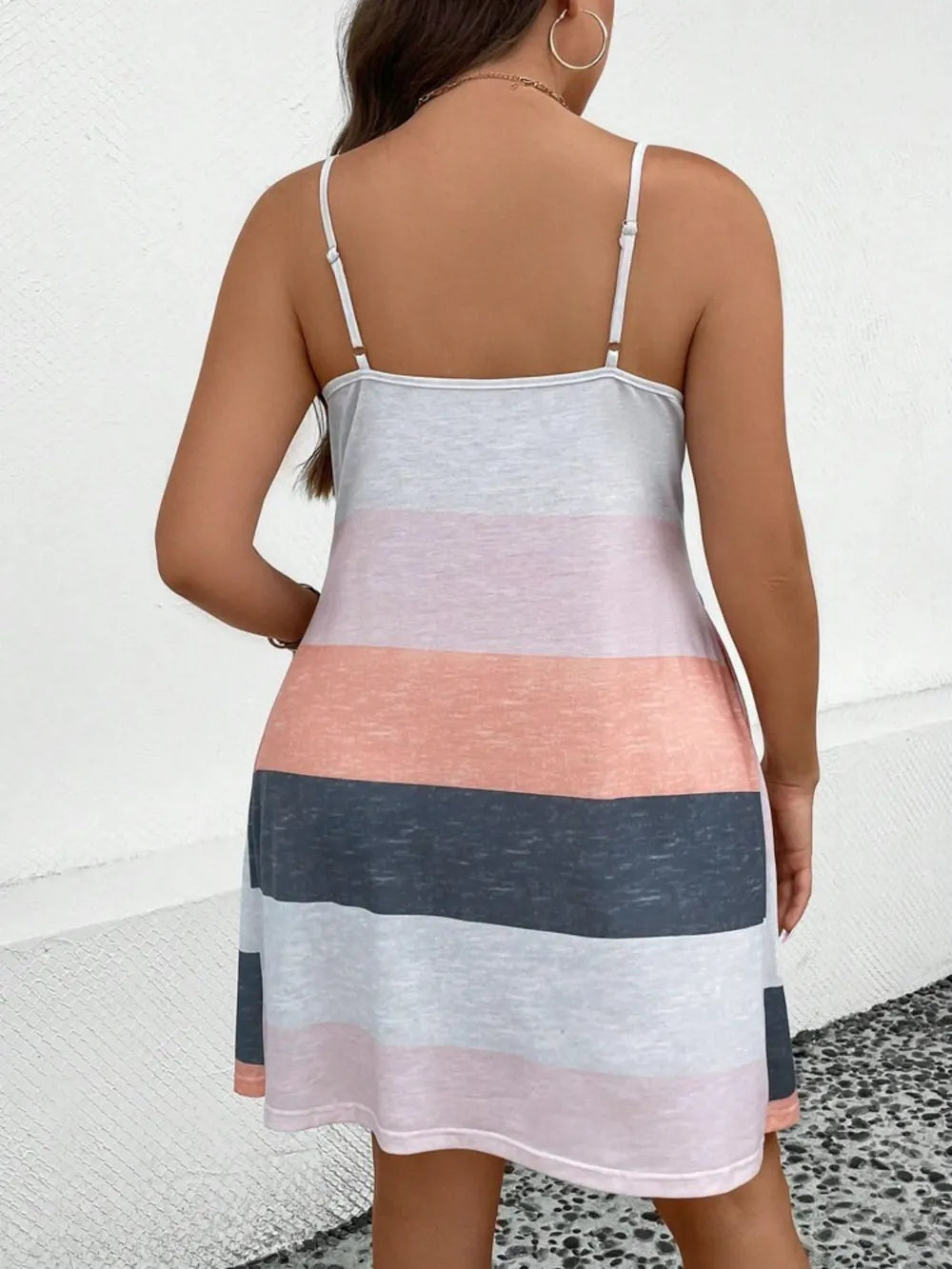 Plus Size Color Block Scoop Neck Mini Dress - LoveNest Treasures