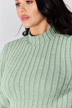 Basic Bae Full Size Ribbed Mock Neck Long Sleeve T-Shirt - LoveNest Treasures
