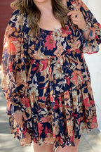 Plus Size Smocked Printed Long Sleeve Dress - LoveNest Treasures