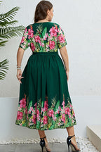 Honey Floral Tie-Waist Round Neck Dress - LoveNest Treasures
