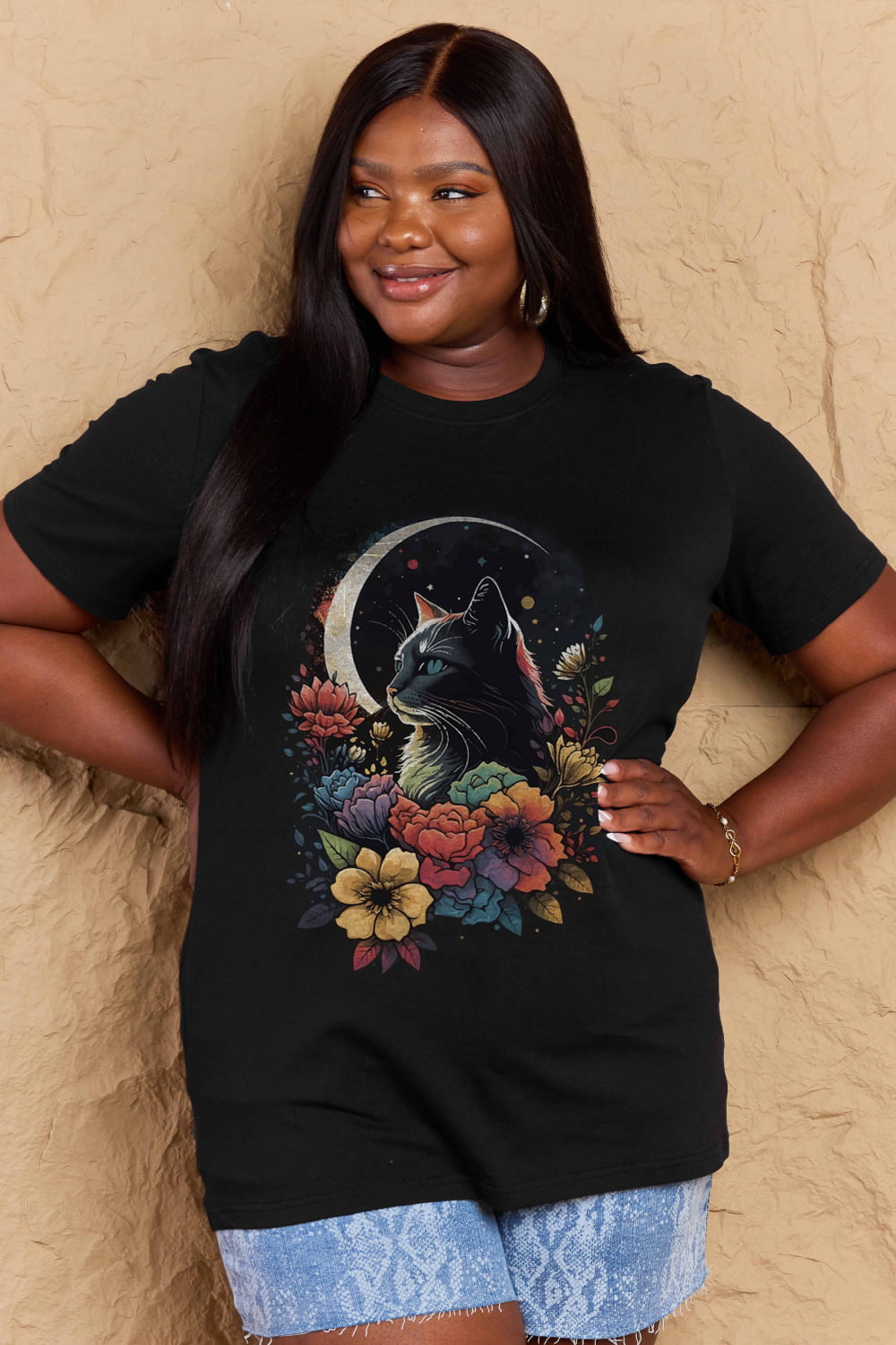 Simply Love Full Size Cat Graphic Cotton Tee - LoveNest Treasures