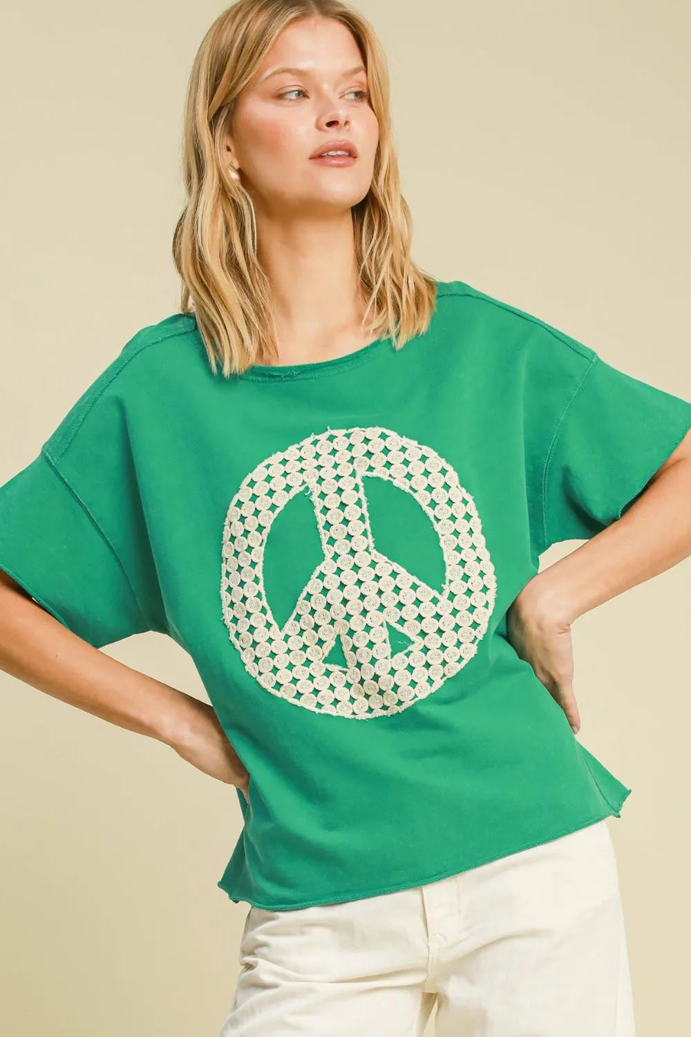 Umgee Full Size Mineral Wash T-Shirt with Lace Applique Plus Size - LoveNest Treasures