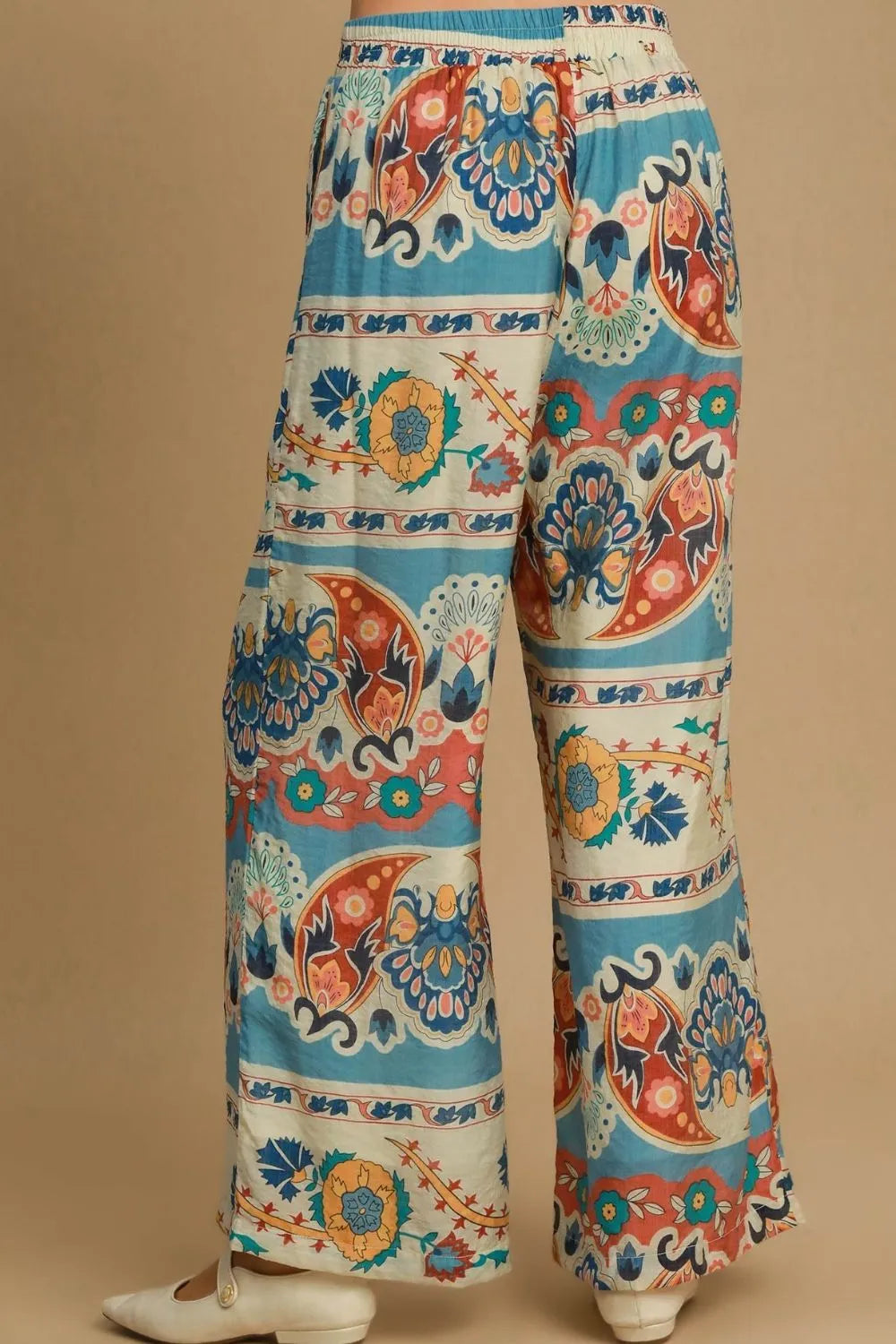 Umgee Full Size Wide Leg Border Print Pants Plus Size - LoveNest Treasures