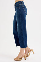 RISEN Full Size Tummy Control High Rise Crop Wide Jeans Plus Size - LoveNest Treasures