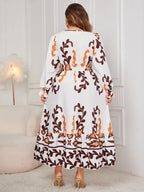 Honey Plus Size Printed Surplice Flounce Sleeve Dress - LoveNest Treasures