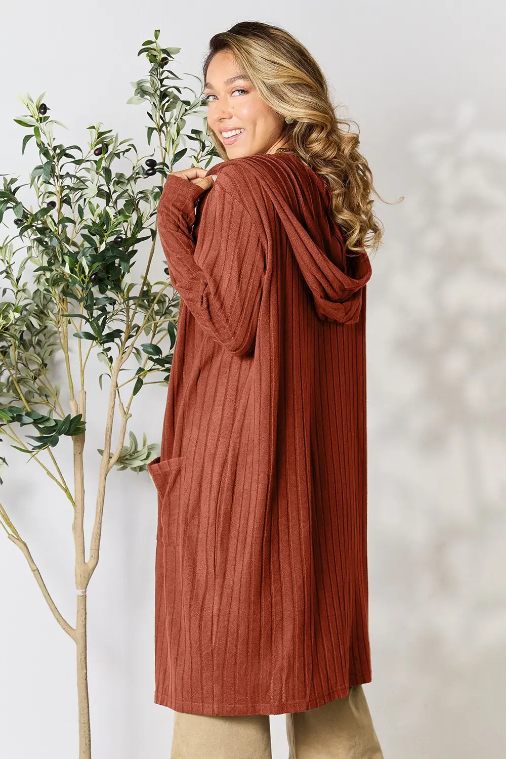Basic Bae Full Size Hooded Sweater Cardigan - LoveNest Treasures