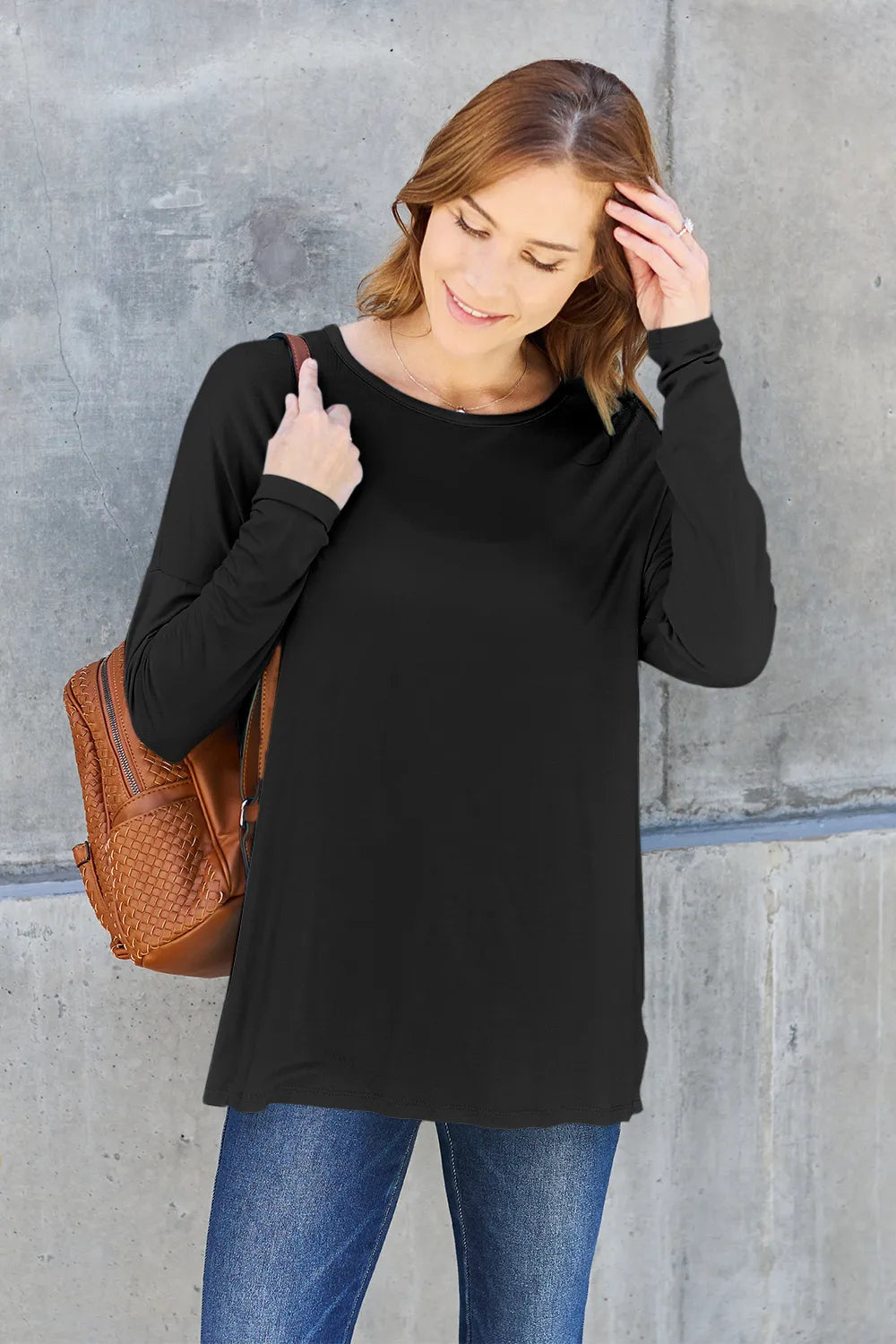 Basic Bae Full Size Round Neck Dropped Shoulder T-Shirt - LoveNest Treasures