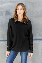 Double Take Full Size Round Neck Long Sleeve T-Shirt - LoveNest Treasures