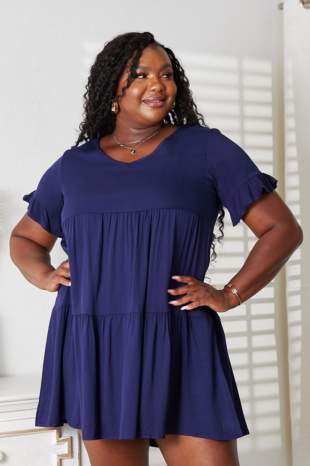 Mandy V-Neck Flounce Sleeve Tiered Dress - LoveNest Treasures