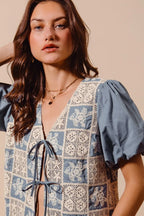 SO ME Crochet Lace Tie Front V Neck Blouse Top - LoveNest Treasures