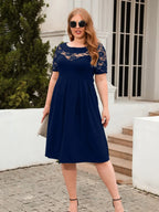 Plus Size Ruched Round Neck Short Sleeve Dress - LoveNest Treasures