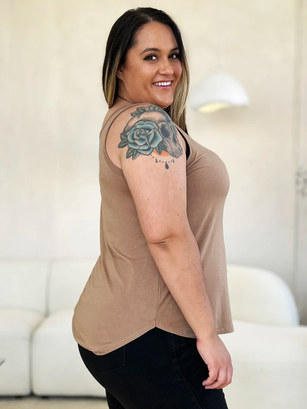 Basic Bae Full Size Round Neck Curved Hem Tank - LoveNest Treasures