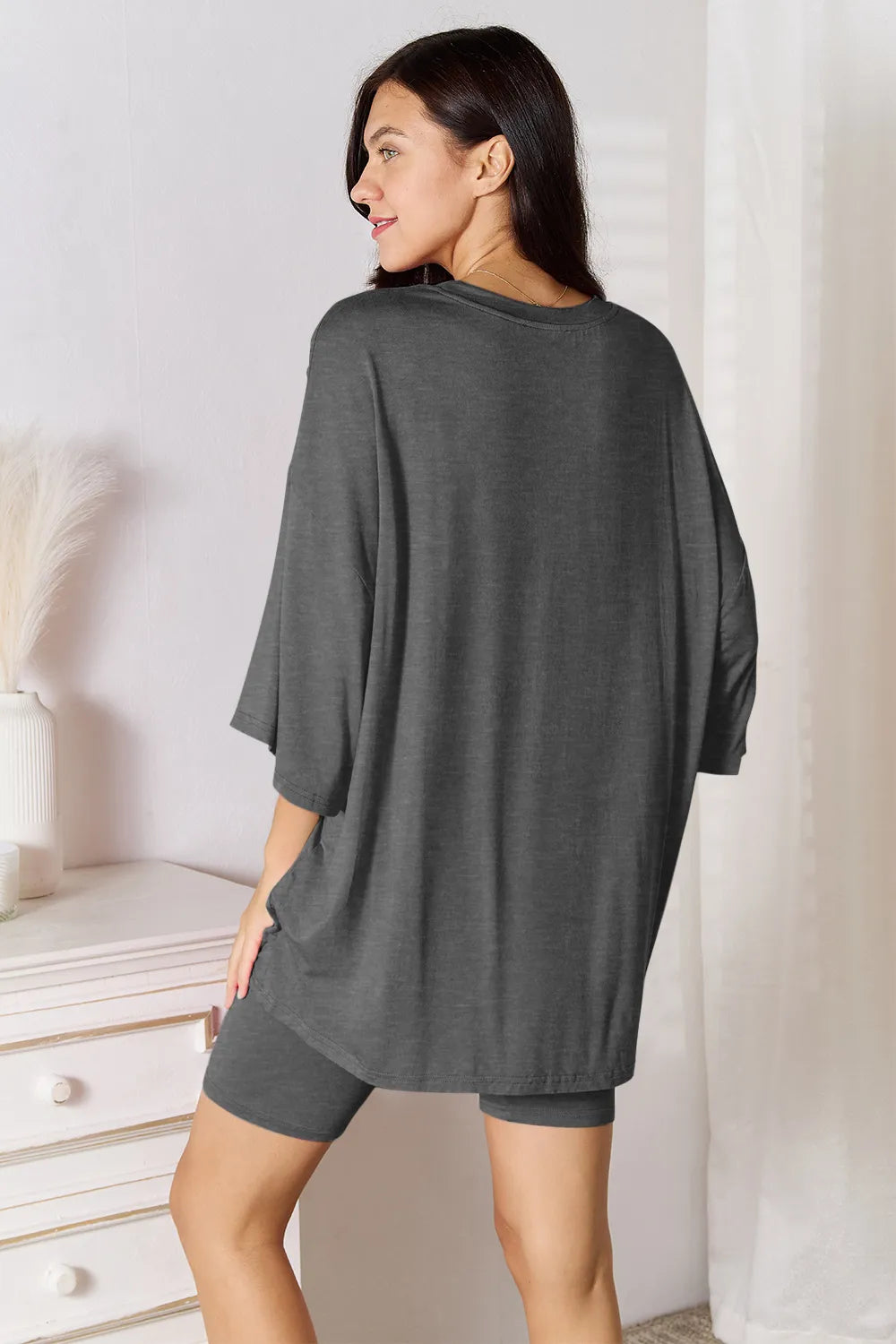 Basic Bae Full Size Soft Rayon Three-Quarter Sleeve Top and Shorts Set - LoveNest Treasures