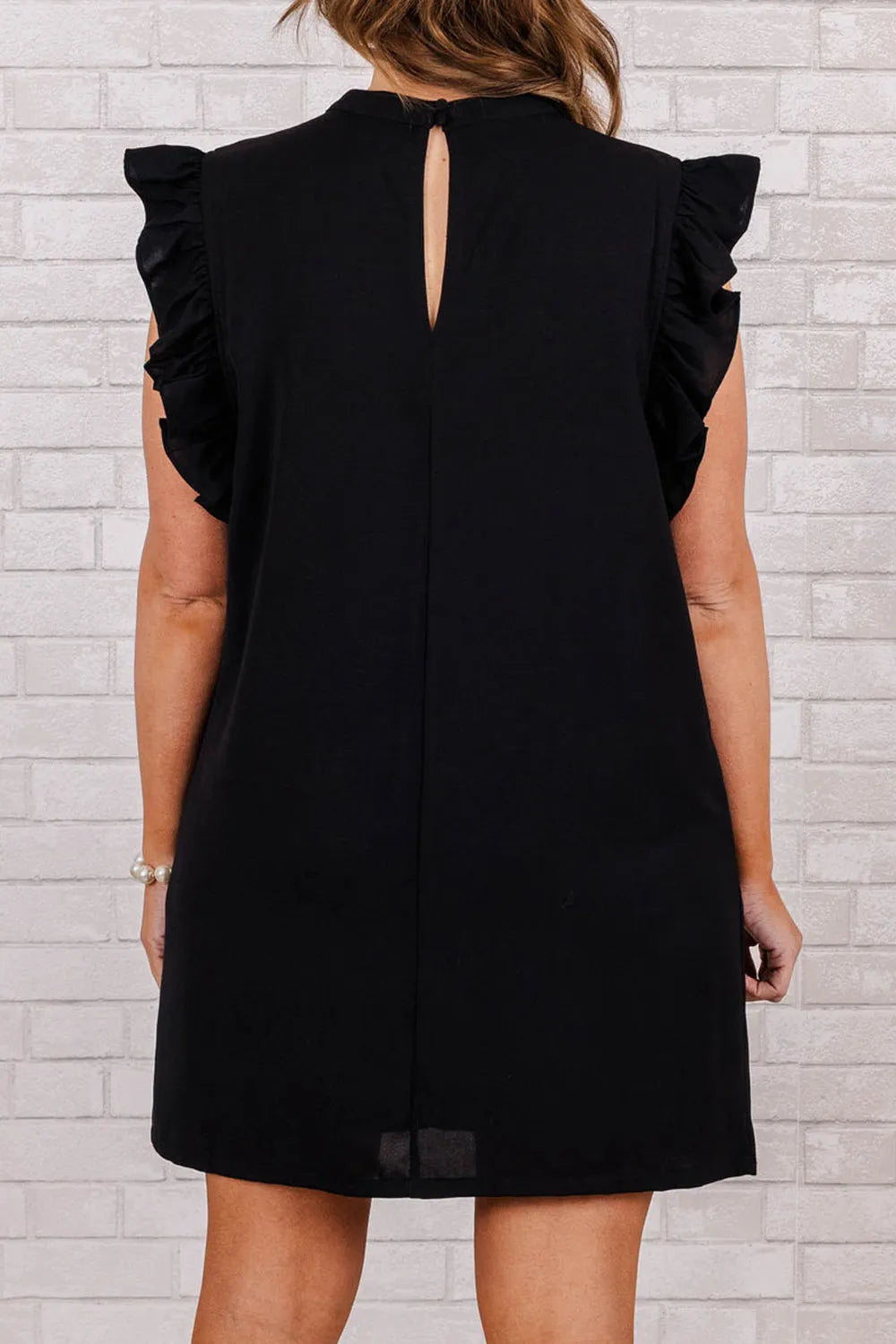 Plus Size Ruffled Round Neck Cap Sleeve Mini Dress - LoveNest Treasures
