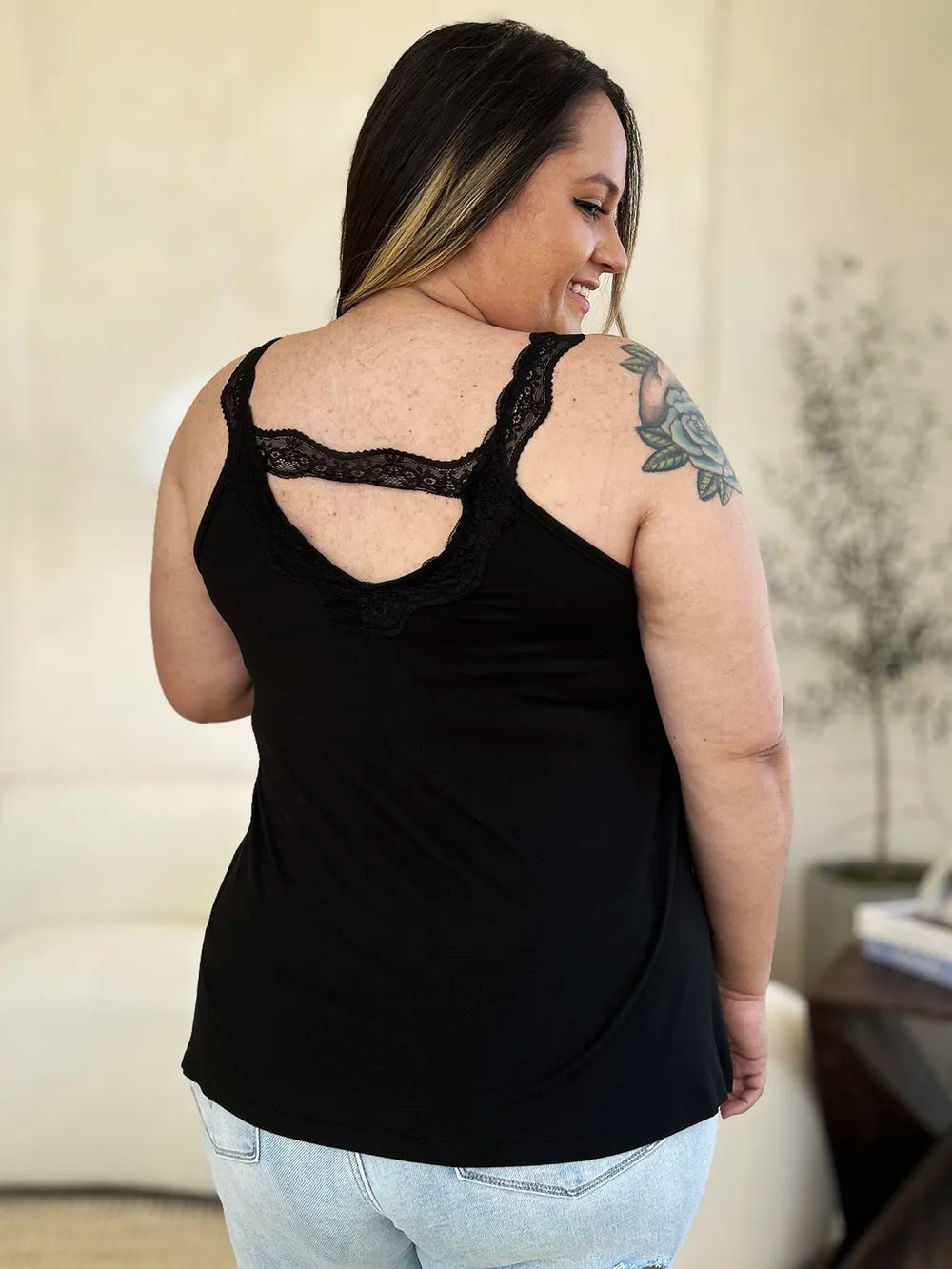 Basic Bae Full Size Lace Detail V-Neck Cutout Cami - LoveNest Treasures