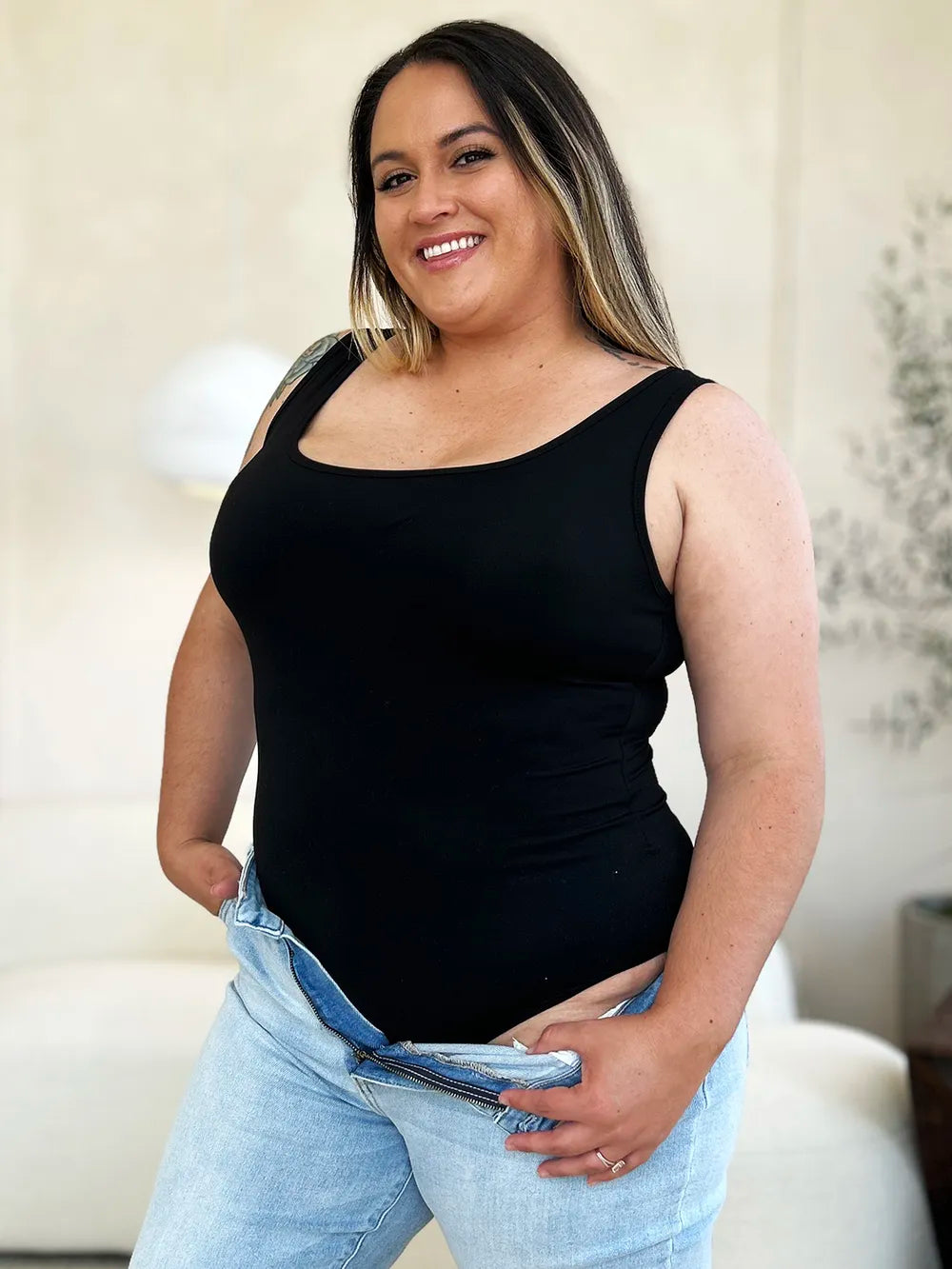 Basic Bae Full Size Square Neck Sleeveless Bodysuit - LoveNest Treasures