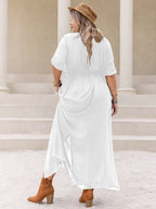 Plus Size Round Neck Half Sleeve Dress - LoveNest Treasures