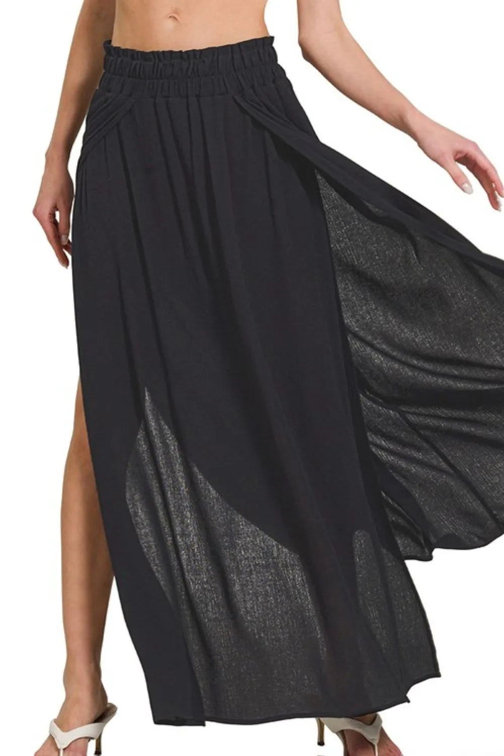 Zenana Woven Crinkle Gauze Long Skirts - LoveNest Treasures
