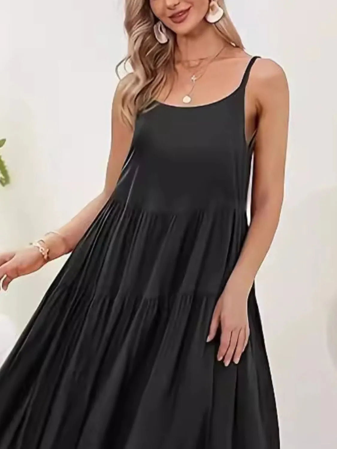 Plus Size Scoop Neck Sleeveless Midi Cami Dress - LoveNest Treasures