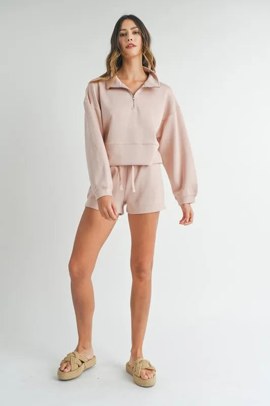 MABLE Half Zip Sweatshirt and Shorts Set - LoveNest Treasures