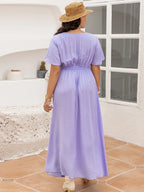 Plus Size Swiss Dot High-Low Surplice Dress - LoveNest Treasures