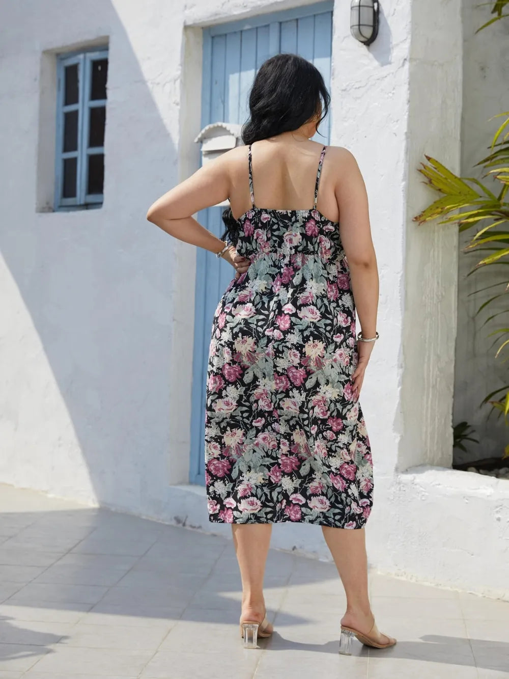 Plus Size Floral Slit Cami Dress - LoveNest Treasures