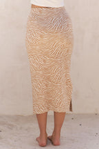 Jade By Jane Full Size Zebra Print Side Slit Midi Skirt Plus Size - LoveNest Treasures