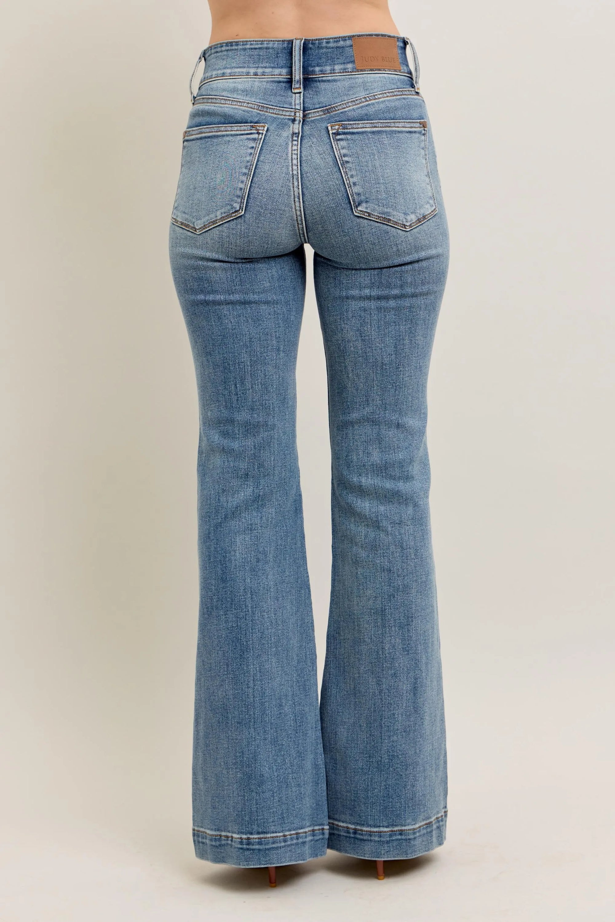 Judy Blue Full Size High-Waist Flare Denim Jeans with Front Seam Detail Plus Size - LoveNest Treasures