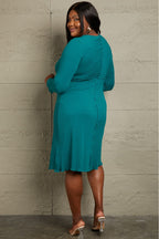 GeeGee Full Size Chevron Upper Bodycon Midi Dress - LoveNest Treasures