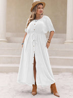 Plus Size Round Neck Half Sleeve Dress - LoveNest Treasures