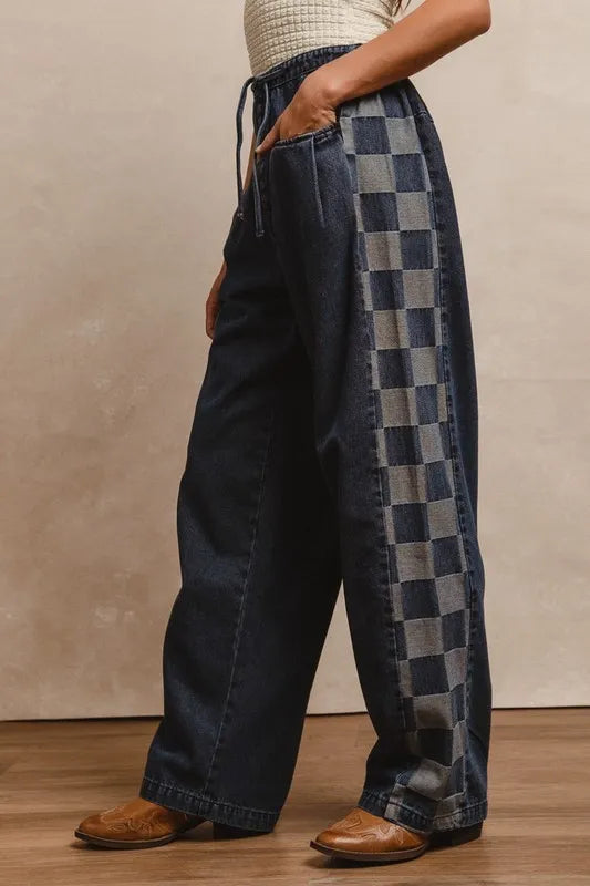 BiBi Washed Denim Mix And Match Long Pants - LoveNest Treasures