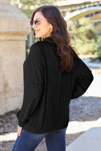 Basic Bae Full Size Ribbed Exposed Seam Mock Neck Knit Top - LoveNest Treasures