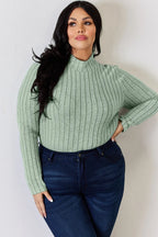 Basic Bae Full Size Ribbed Mock Neck Long Sleeve T-Shirt - LoveNest Treasures