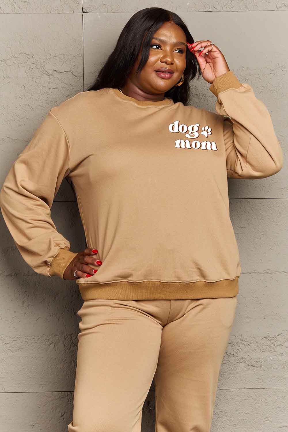Simply Love Simply Love Full Size Round Neck Dropped Shoulder DOG MOM Graphic Sweatshirt - LoveNest Treasures