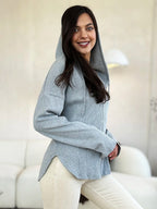 Culture Code Full Size Ribbed Zip Up Drawstring Hooded Jacket - LoveNest Treasures
