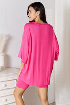 Basic Bae Full Size Soft Rayon Three-Quarter Sleeve Top and Shorts Set - LoveNest Treasures