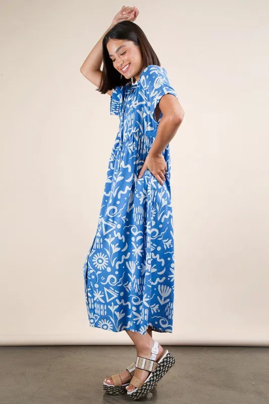 GeeGee Plus Size Oversized Printed Shirt Midi Dress - LoveNest Treasures