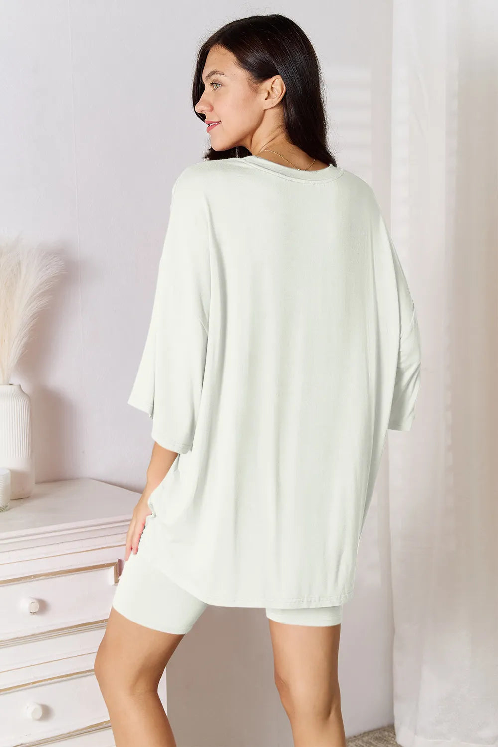 Basic Bae Full Size Soft Rayon Three-Quarter Sleeve Top and Shorts Set - LoveNest Treasures