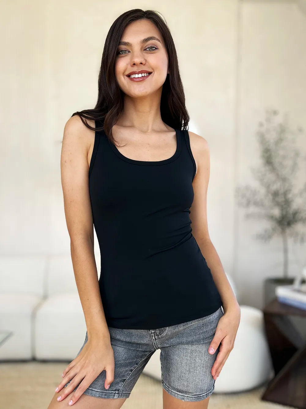 Basic Bae Full Size Square Neck Wide Strap Tank - LoveNest Treasures