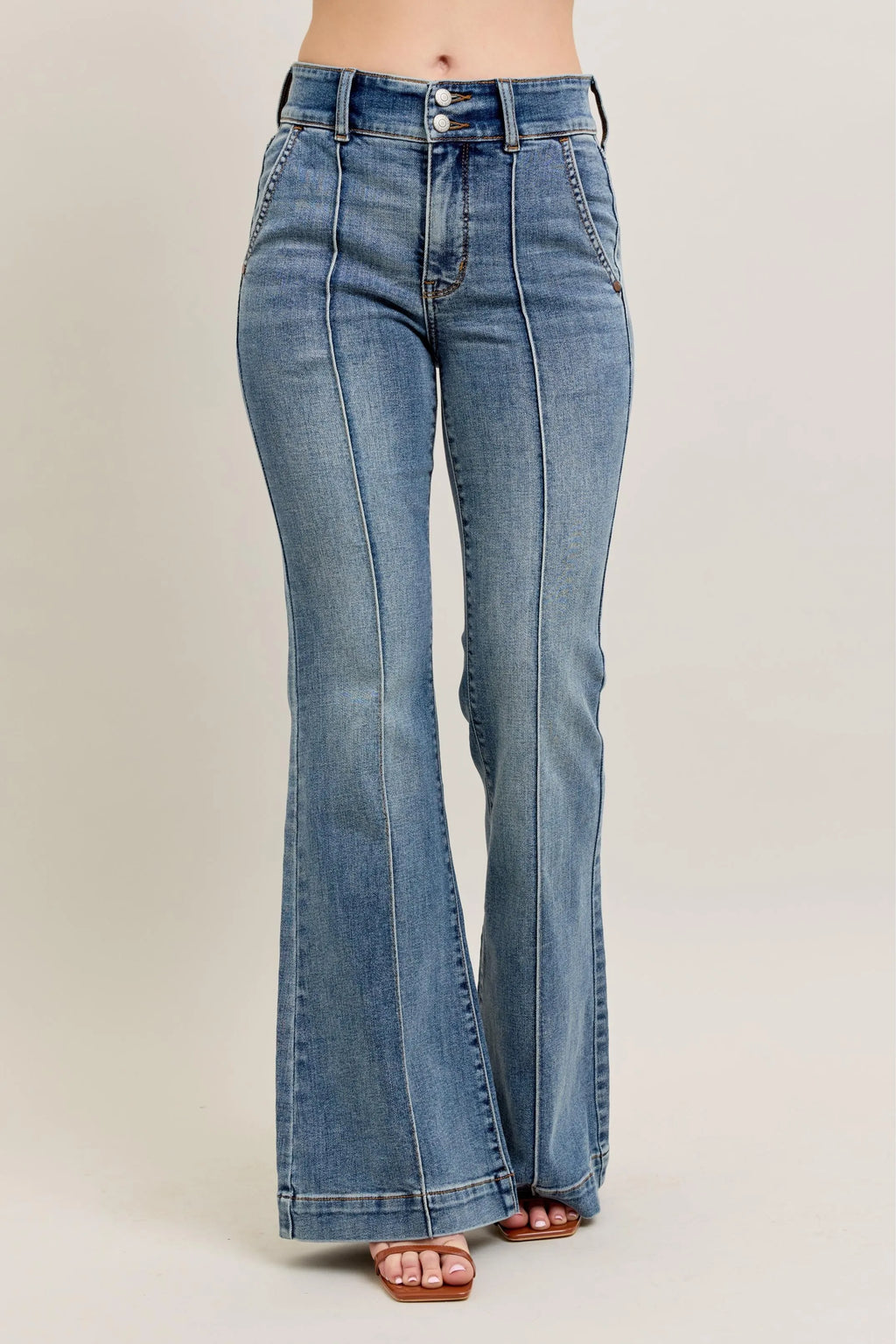 Judy Blue Full Size High-Waist Flare Denim Jeans with Front Seam Detail Plus Size - LoveNest Treasures