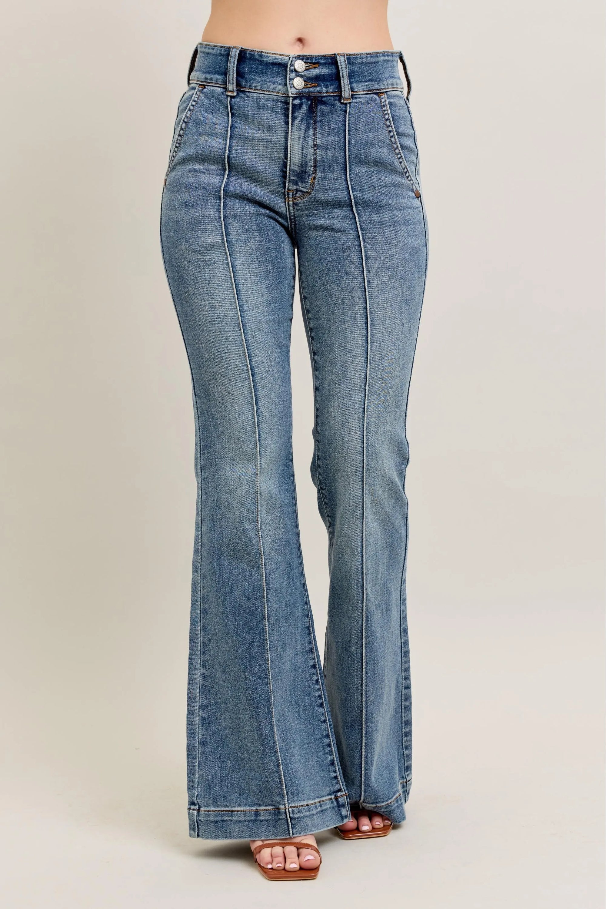 Judy Blue Full Size High-Waist Flare Denim Jeans with Front Seam Detail Plus Size - LoveNest Treasures