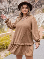 Plus Size Dot Flounce Sleeve Mini Dress - LoveNest Treasures